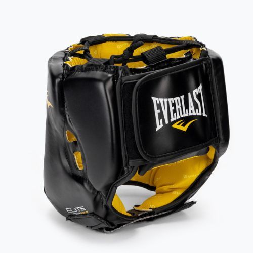 Шолом боксерський чоловічий  EVERLAST Elite Lea Headgear чорний EV 720