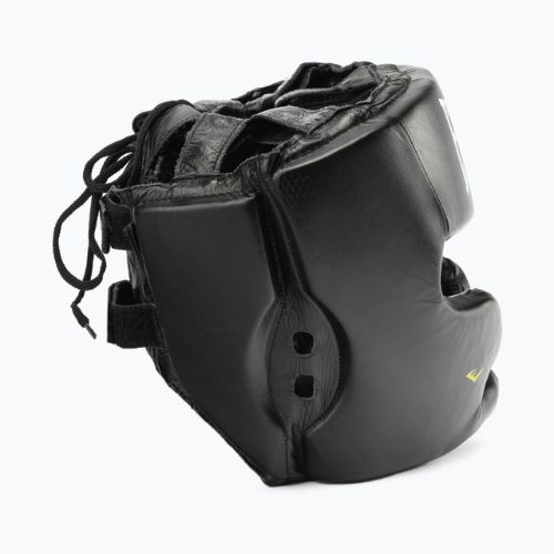 Шолом боксерський чоловічий Everlast Шкіряний З захистом щік і підборіддя чорний 350 BLK – S/M