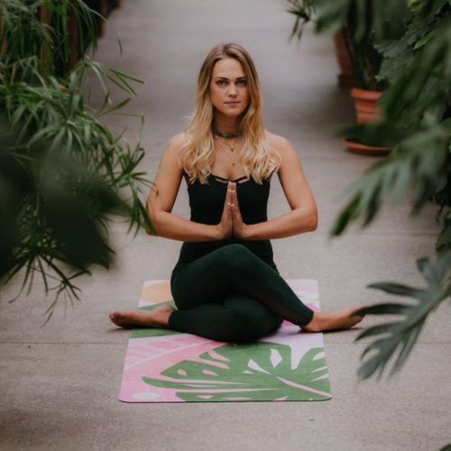 Килимок для йоги  Moonholi TROPICANA 3 мм рожевий SKU-106