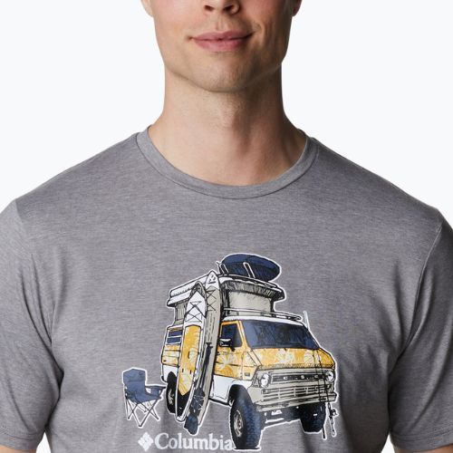 Футболка трекінгова чоловіча Columbia Sun Trek city grey heather/h2o fanatic graphic