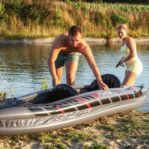 Байдарка надувна 2-місна високого тиску Pure4Fun XPRO Kayak 3.0 сіра P4F150130