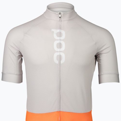 Велофутболка чоловіча POC Essential Road Logo granite grey/zink orange