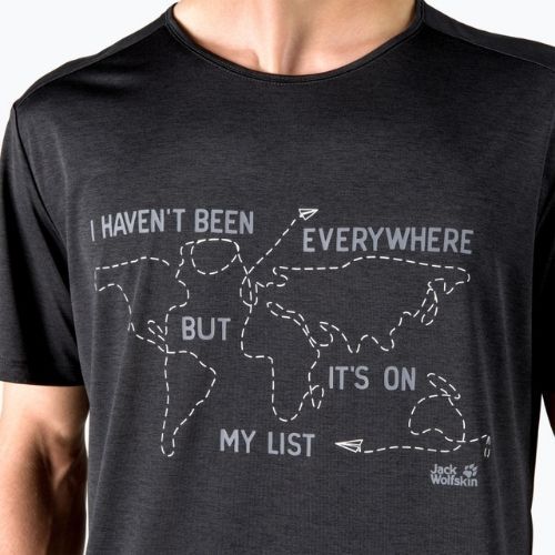 Футболка трекінгова чоловіча Jack Wolfskin Pack & Go Travel чорна 1808551_6000