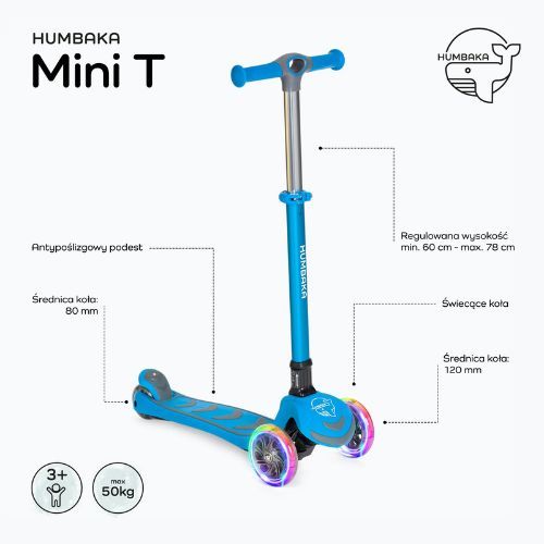 Самокат триколісний дитячий HUMBAKA Mini T блакитний HBK-S6T