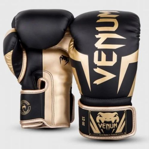 Рукавиці боксерські чоловічі Venum Elite чорно-золоті VENUM-1392