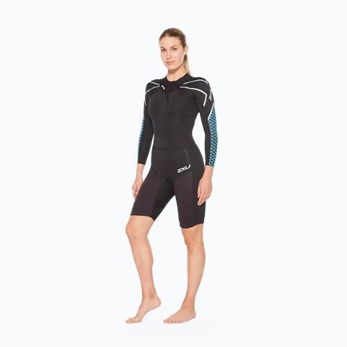 Гідрокостюм для триатлону жіночий 2XU Swimrun 1 black/aquarius teal print