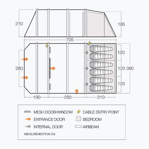 Намет кемпінговий для 8-ми осіб Vango Longleat II Air 800XL зелений TEQLONGAIH09TAS