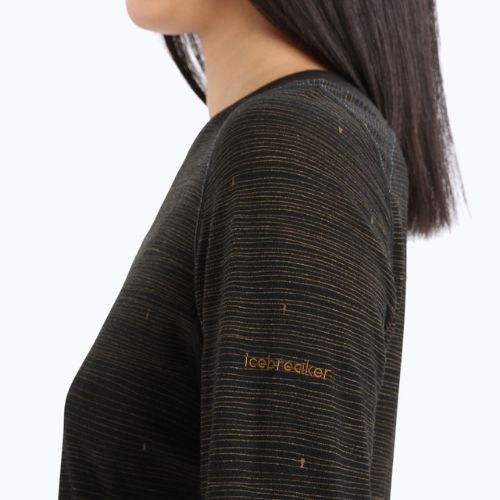 Термокофта жіноча icebreaker 200 Oasis Crewe black/clove/aop