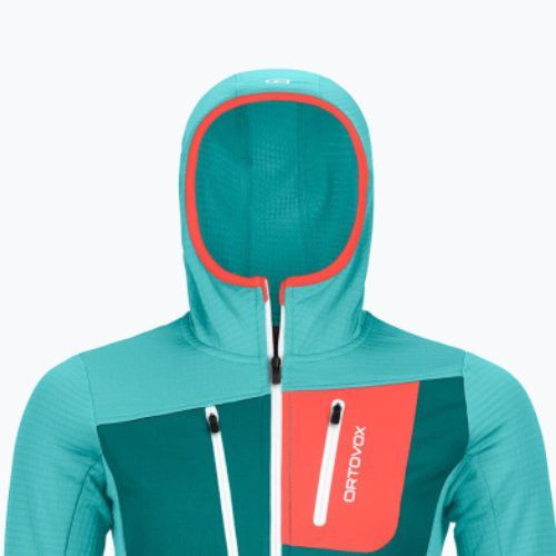 Флісова кофта жіноча ORTOVOX Fleece Grid Hoody бірюзова 8720100036