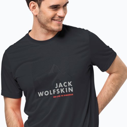 Футболка трекінгова чоловіча Jack Wolfskin Hiking Graphic сіра 1808761_6230