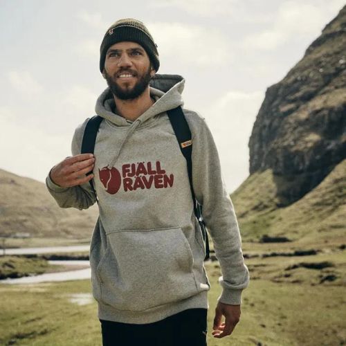 Кофта трекінгова чоловіча Fjällräven Logo Hoodie grey/melange