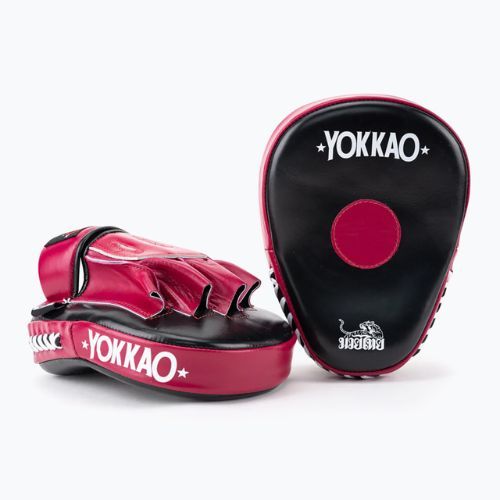 Щитки тренувальні YOKKAO Focus Mitts Open чорно-червоні FYML-18