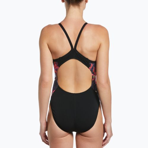 Купальник суцільний жіночий Nike Multiple Print Racerback Splice One чорний NESSC051-001