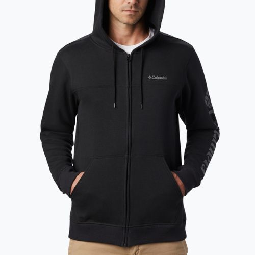 Кофта трекінгова чоловіча Columbia Logo Fleece Full Zip black/csc sleeve logo