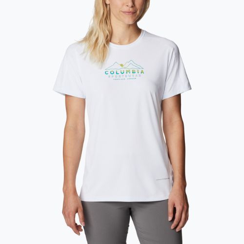 Футболка трекінгова жіноча Columbia Zero Rules Graphic Crew white/csc range lines graphic