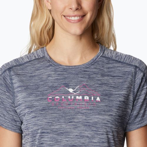 Футболка трекінгова жіноча Columbia Zero Rules Graphic Crew nocturnal hthr/csc range lines graphic