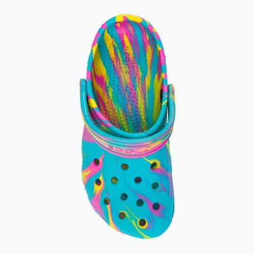 Шльопанці дитячі Crocs Classic Marbled Clog K digital aqua/multi