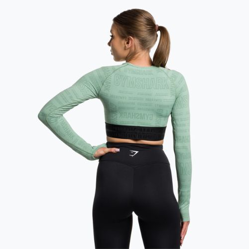 Топ лонгслів тренувальний жіночий Gymshark Vision Crop Top green/black