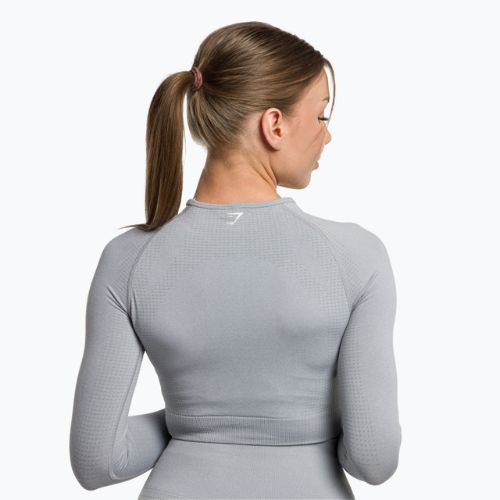 Топ лонгслів тренувальний жіночий Gymshark Vital Seamless Crop Top light grey