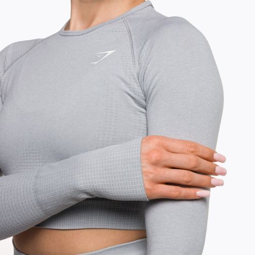 Топ лонгслів тренувальний жіночий Gymshark Vital Seamless Crop Top light grey