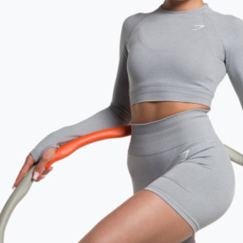 Топ лонгслів тренувальний жіночий Gymshark Vital Seamless Crop Top light grey