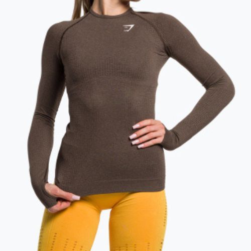 Топ лонгслів тренувальний жіночий Gymshark Vital Seamless Top brown/white