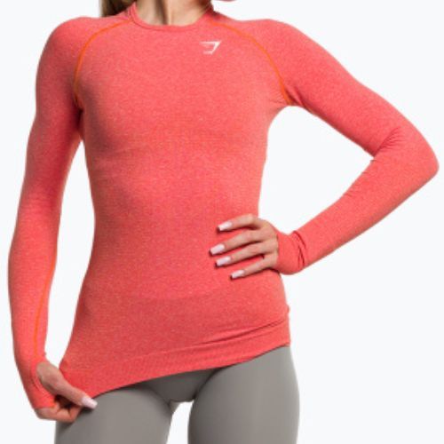 Топ лонгслів тренувальний жіночий Gymshark Vital Seamless Top red/orange/white