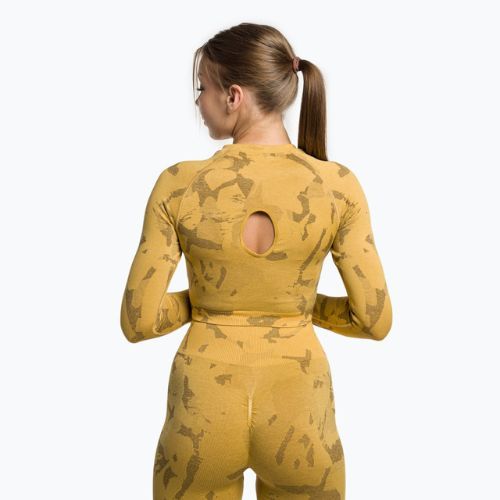 Лонгслів для тренувань жіночий Gymshark Adapt Camo Savanna Seamless Indian yellow