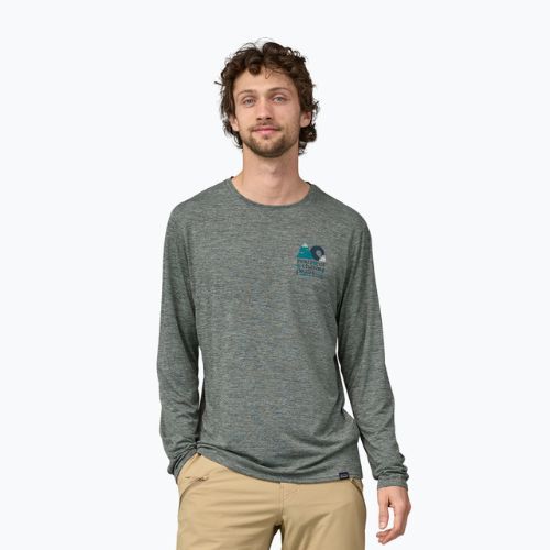 Лонгслів трекінговий чоловічий Patagonia Cap Cool Daily Graphic Shirt-Waters chasing peaks/sleet green x-dye