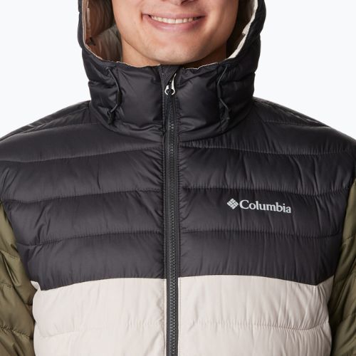 Чоловічий пуховик Columbia Powder Lite з капюшоном темний камінь / акула / кам'яний зелений