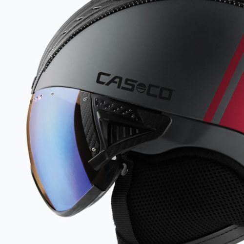 Гірськолижний шолом CASCO SP-2 Photomatic Visor структурований миш'яковий сірий/червоний