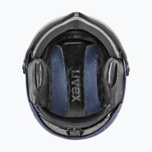 Жіночий гірськолижний шолом UVEX Wanted Visor WE фліс блискітки/золото матовий/дзеркальний золотий дим