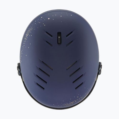 Жіночий гірськолижний шолом UVEX Wanted Visor WE фліс блискітки/золото матовий/дзеркальний золотий дим