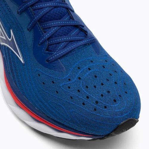 Чоловічі кросівки Mizuno Wave Sky 6 бірюзові морські/білі/черрі томат