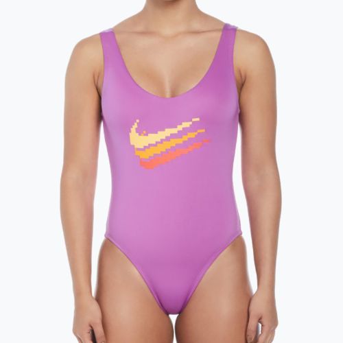 Жіночий злитий купальник Nike Multi Logo U-Back fuchsia dream