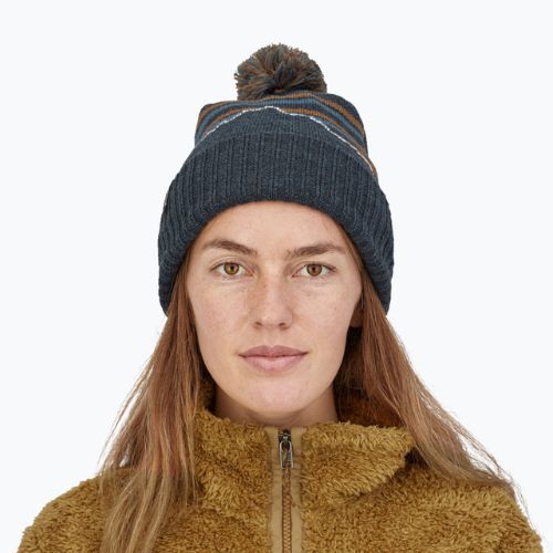 Шапка зимова Patagonia Powder Town Beanie fitz roy stripe knit/smolder blue