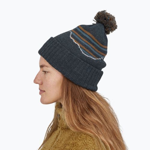 Шапка зимова Patagonia Powder Town Beanie fitz roy stripe knit/smolder blue