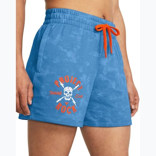 Шорти для тренувань жіночі Under Armour Project Rock Underground Terry viral blue/phoenix/white