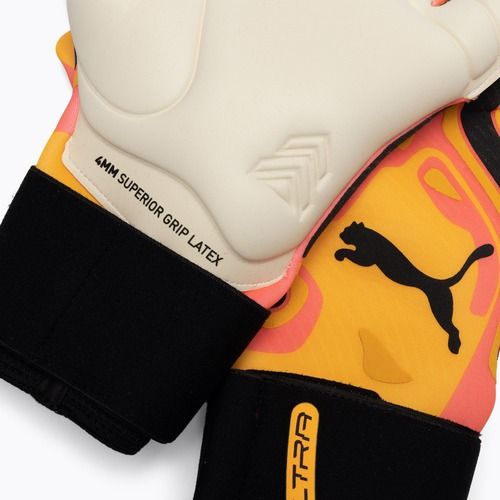 Гібридні воротарські рукавиці PUMA Ultra Ultra Hybrid захід сонця / сонячний потік / пума чорні