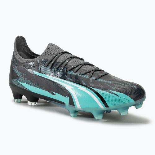 Футбольні бутси PUMA Ultra Ultimate Rush FG/AG сірі / пума білі / електро аква