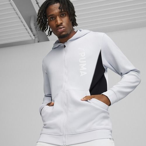 Чоловічий тренувальний світшот PUMA Fit Double Knit FZ Hoodie сріблястий туман