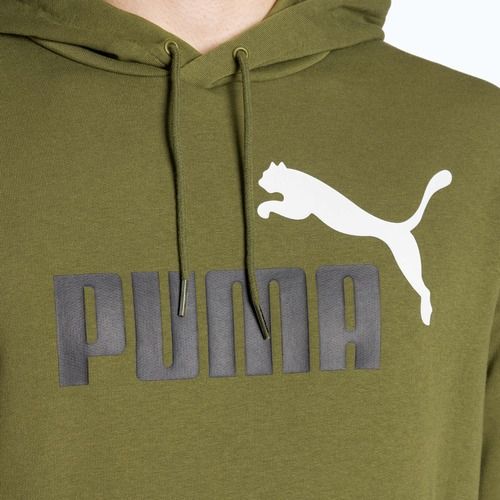 Чоловіче двокольорове худі PUMA Essentials+ з великим логотипом TR оливково-зеленого кольору