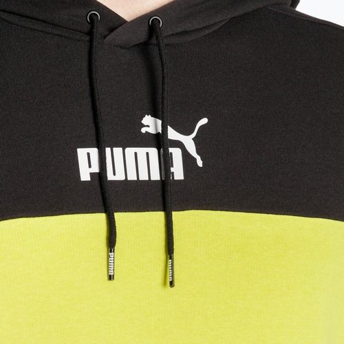 Кофта чоловіча PUMA ESS+ Block Hoodie TR puma black/lime sheen