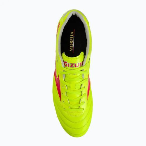 Кросівки футбольні чоловічі Mizuno Morelia II Elite MD safety yellow/fiery coral 2/galaxy silver
