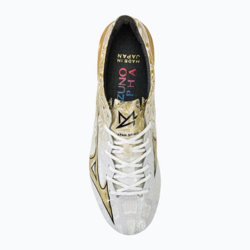 Кросівки футбольні чоловічі Mizuno Αlpha Japan Md white/ge gold/black