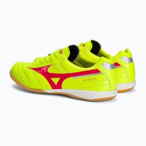 Кросівки футбольні чоловічі Mizuno Morelia Sala Elite IN safety yellow/fiery coral 2/galaxy silver