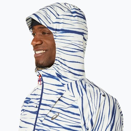 Куртка для бігу чоловіча ASICS Metarun Shibori Waterproof brich/blue expanse