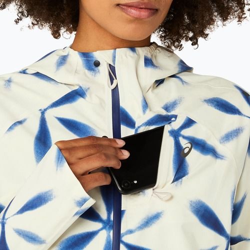 Куртка для бігу жіноча ASICS Metarun Shibori Waterproof birch / blue expanse