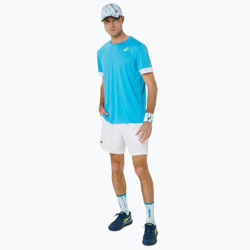 Футболка тенісна чоловіча ASICS Court SS Top digital aqua/brilliant white