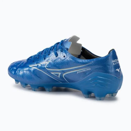 Кросівки футбольні чоловічі Mizuno α Pro FG white/laser blue/gold